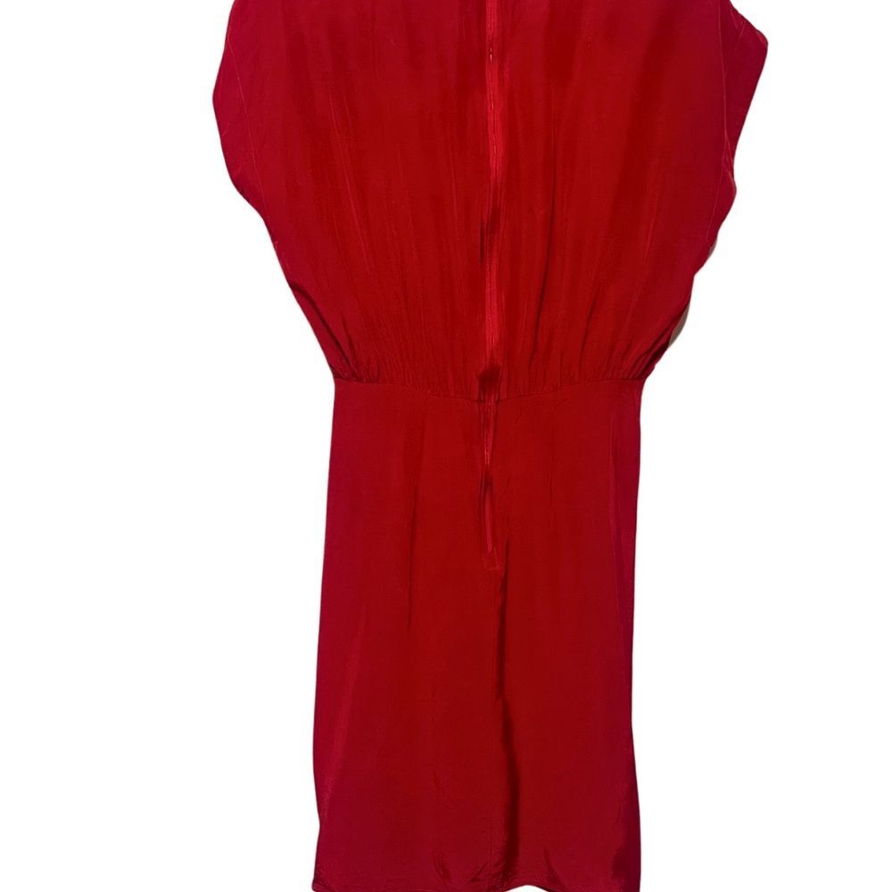 Vintage 80s Red Ruched Mini Dress Medium - Picture 4 of 13